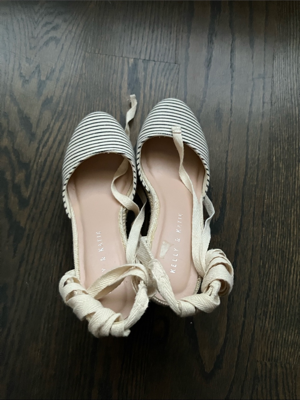 Kelly & Katie Navy & Cream Ankle Tie Espadrilles – Size 7.5 – Summer Shoes